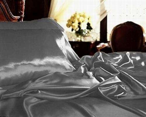 *GREY* CHARMEUSE SILK SATIN *KING SIZE* BEDDING SET BY SCENT-SATION