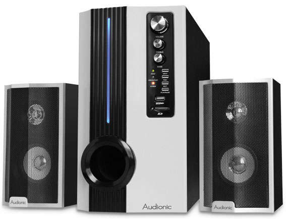 AUDIONIC *VISION 4* 5000W SPEAKERS WITH BUILTIN MP3 PLAYER, FM RADIO, CARD READER, USB (NEW)