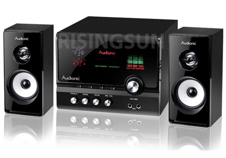 AUDIONIC *GLOW II* 3000W SPEAKERS WITH BUILTIN MP3 PLAYER, FM RADIO, REMOTE, CARD READER, USB (NEW)