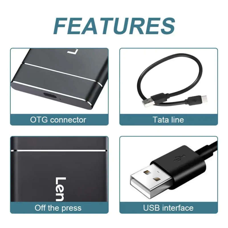Lenovo Portable SSD External Hard Drive 2TB External Solid State Drive USB 3.1