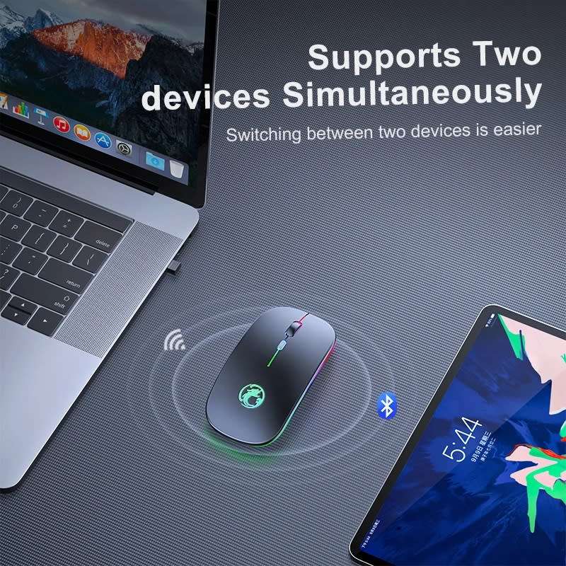 Wireless Mouse Bluetooth RGB Rechargeable Mouse Wireless Computer Silent Mause LED Backlit Ergonomic