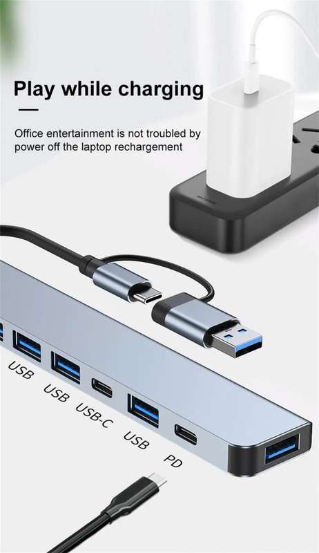 USB 3.0 5/8 Port Hub OTG Adapter 5Gpbs High Speed USB 3.0 2.0 Splitter 3.5 Audio