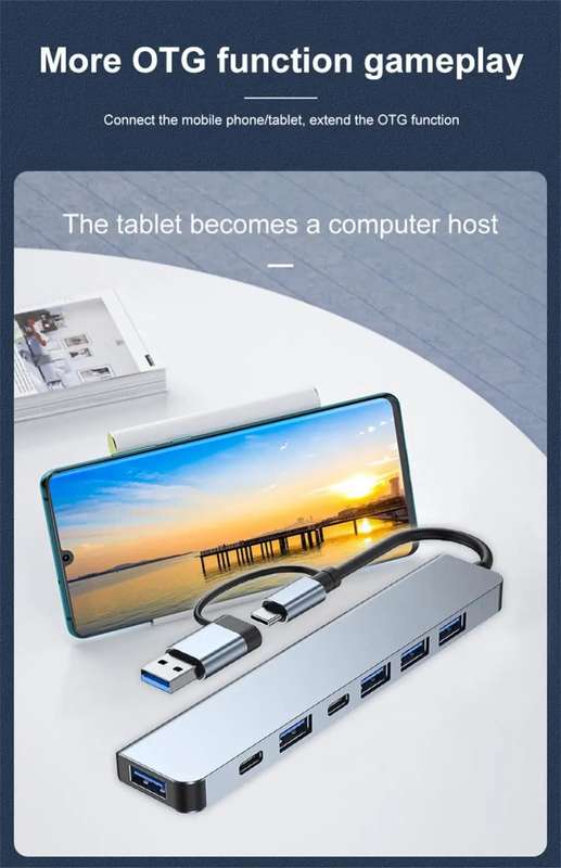 USB 3.0 5/8 Port Hub OTG Adapter 5Gpbs High Speed USB 3.0 2.0 Splitter 3.5 Audio