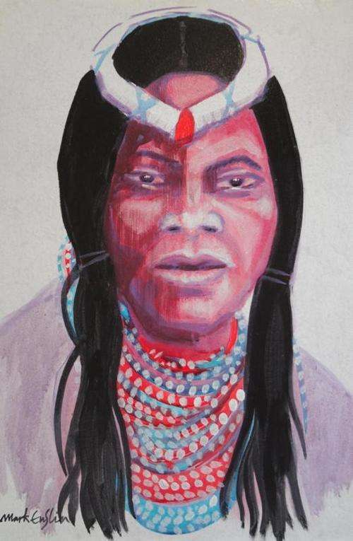 mark enslin oil painting - zulu sangoma