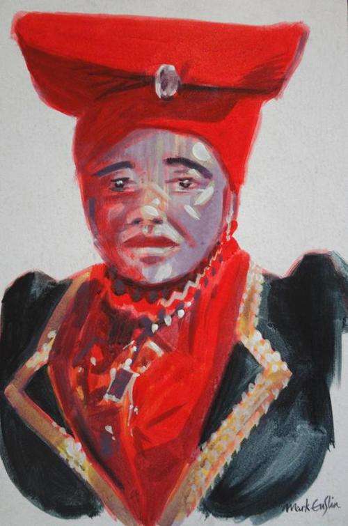 mark enslin oil painting  - herero african tribe
