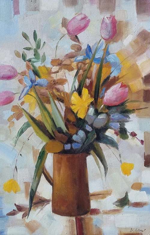 floral study oil painting