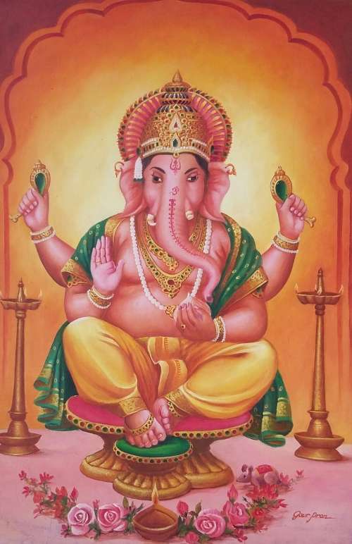 Ganesha oil painting