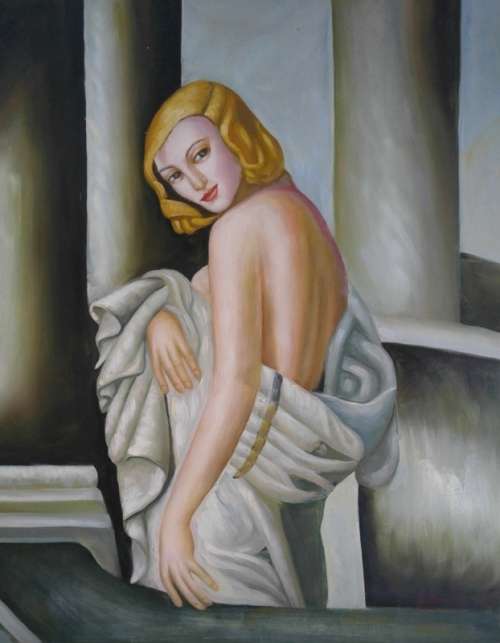 in style of lempicka oil painting
