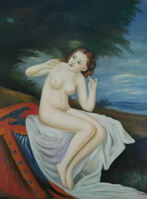 female nude study oil painting