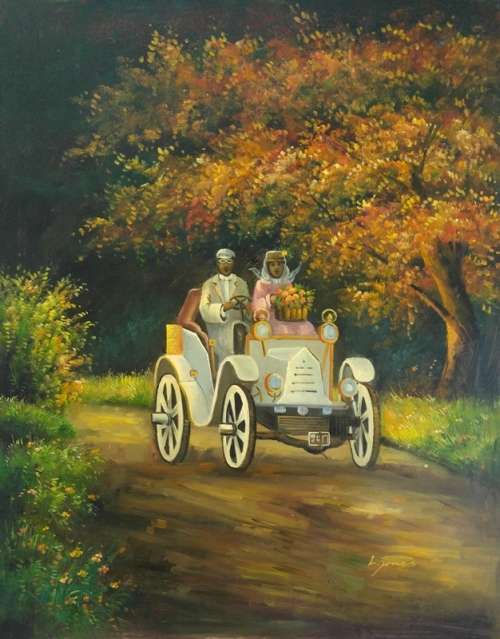 an outing oil painting