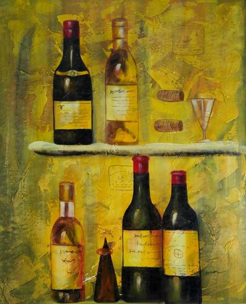 wine cellar oil painting