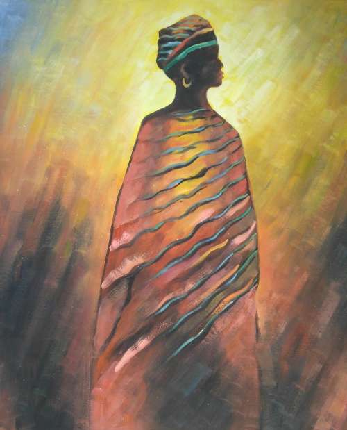 "AFRICAN SPLENDOUR" - 52CM X 62CM OIL PAINTING