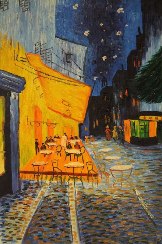 after van gogh oil painting cafe terrace at night
