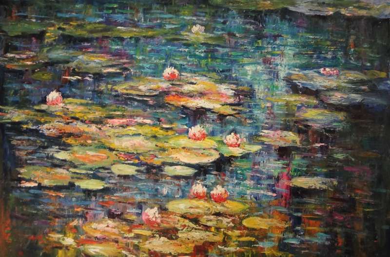 STUDY OF A LOTUS LILLY POND - !!!!  CRAZY ART SALE  !!!!