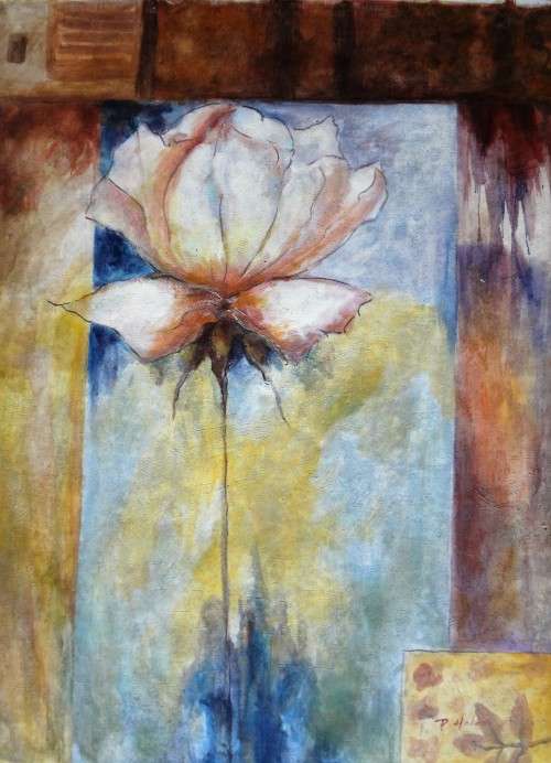 large floral rose oil painting
