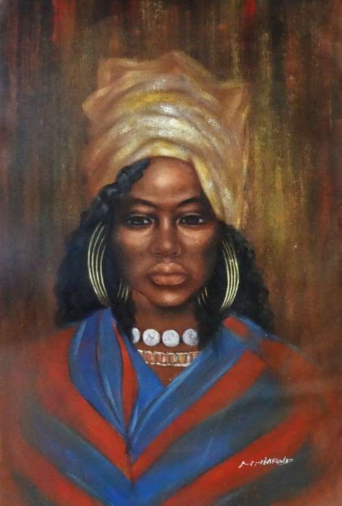 african portrait oil painting