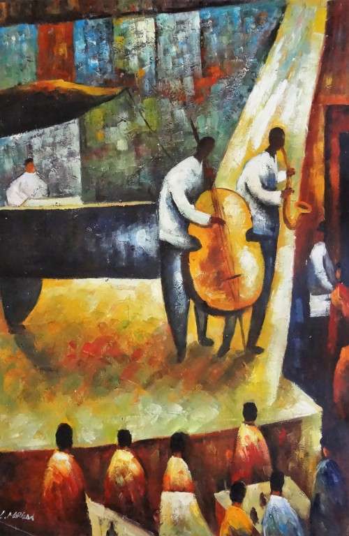 JAZZ PLAYERS OIL PAINTING  - GALLERY RETAIL R9 300