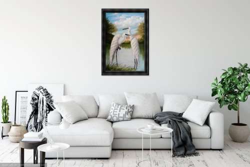 herron bird oil painting