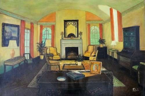study of an interior oil painting