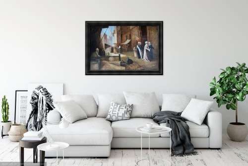 middle eastern market - oil painting