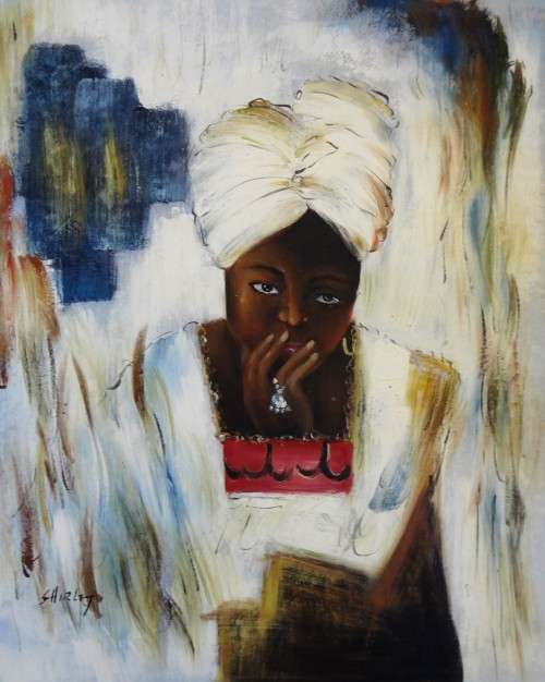 african portrait series oil painting
