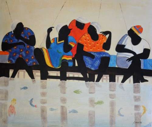 chit chat oil painting