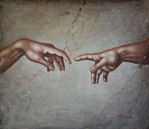 the creation of adam oil painting