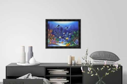 dolphins oil painting