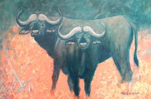 mark enslin oil painting  - buffalo