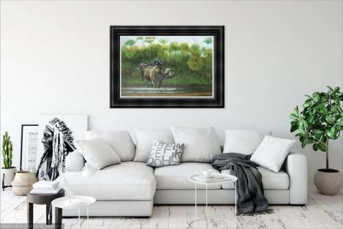 african wildlife buffalo oil painting