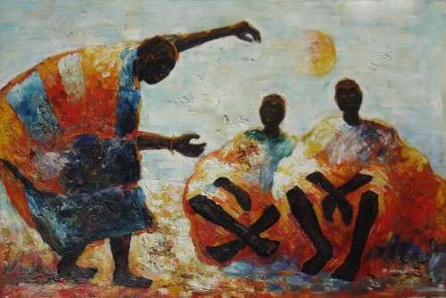 african themed oil painting