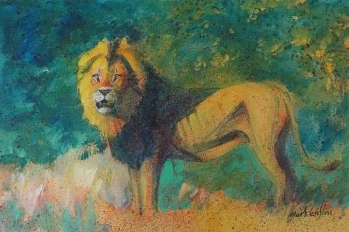 mark enslin oil painting - lion GALLERY RETAIL R8 500