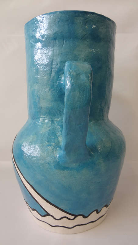 richard scott hand painted ceramic vase lighthouse