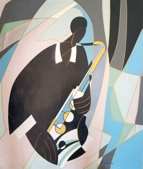JAZZ PLAYERS OIL PAINTING  - GALLERY RETAIL R6 500