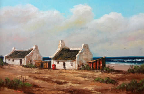 Arniston Cottages Oil Painting  - retail R12 650