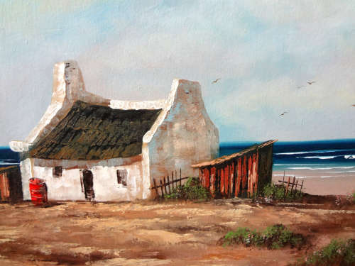 Arniston Cottages Oil Painting  - retail R12 650