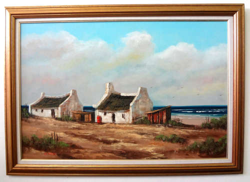 Arniston Cottages Oil Painting  - retail R12 650