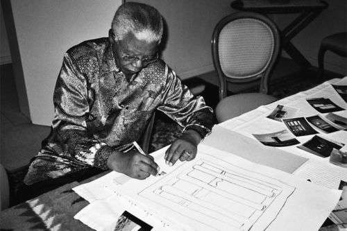 nelson mandela - `impression of africa` - black and white