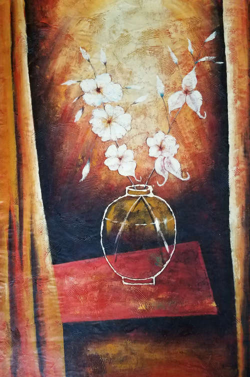 floral study in vase oil painting