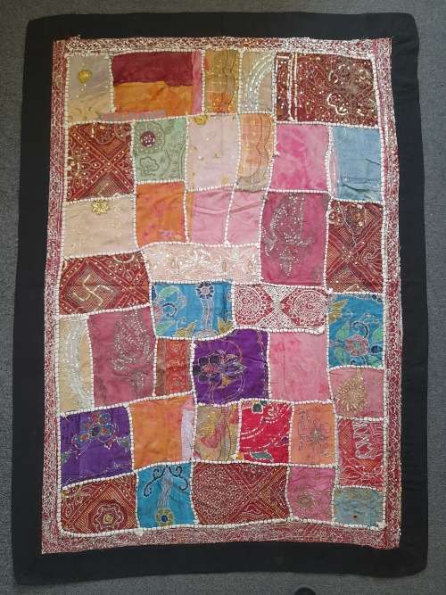 vintage indian hand embroidered wall hanging / throw