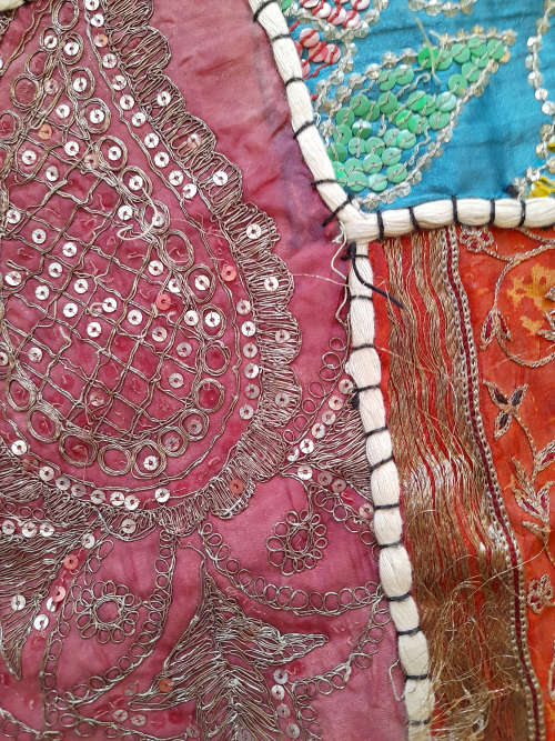 vintage indian hand embroidered wall hanging / throw