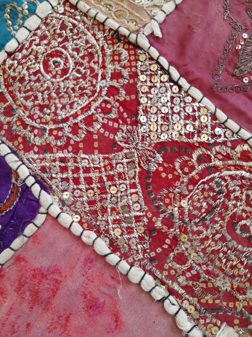 vintage indian hand embroidered wall hanging / throw