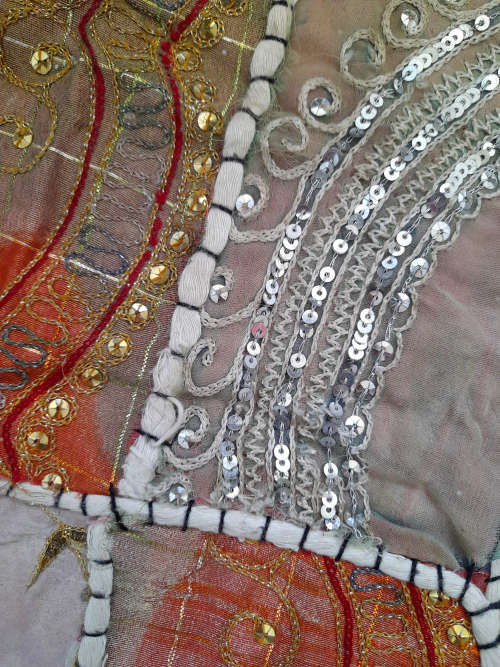vintage indian hand embroidered wall hanging / throw
