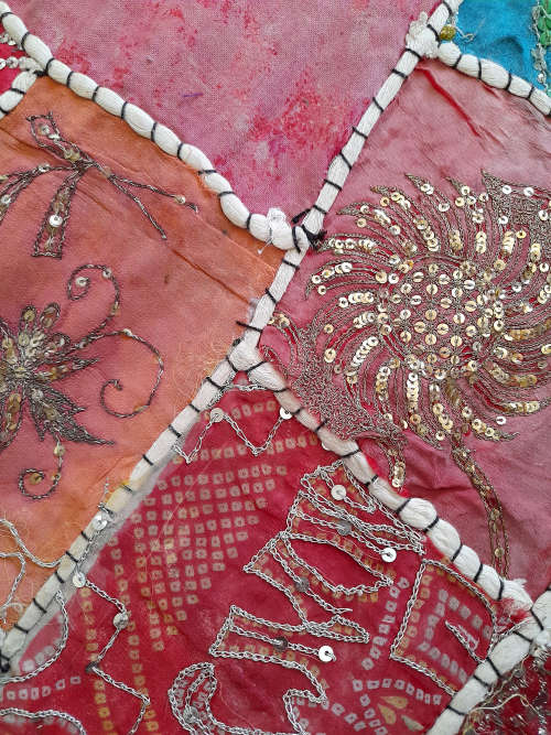 vintage indian hand embroidered wall hanging / throw