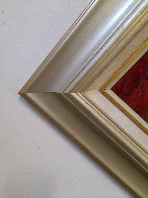 framed rose study oil painting
