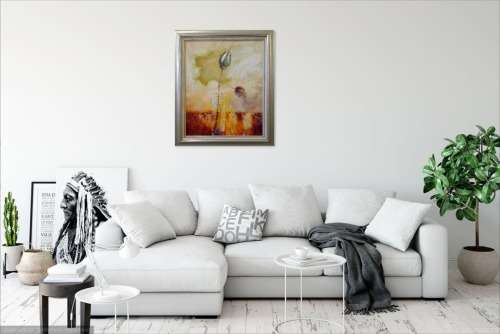framed rose study oil painting