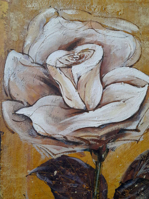 framed study of a rose floral oil painting