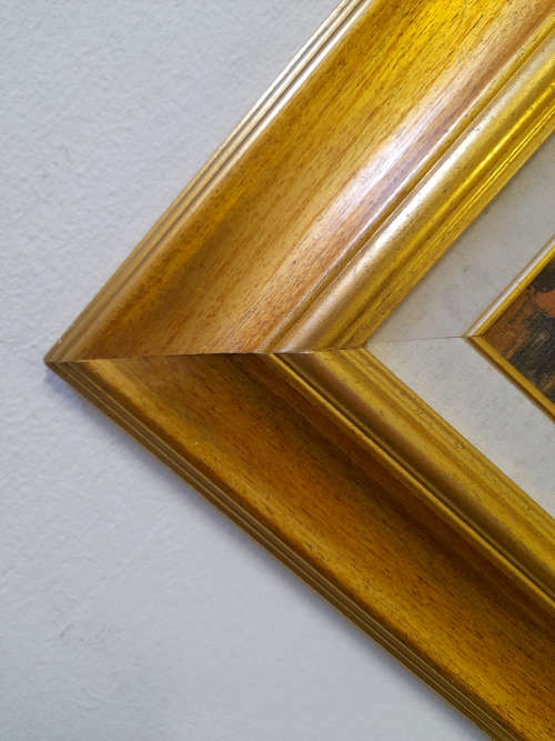 framed study of a rose floral oil painting