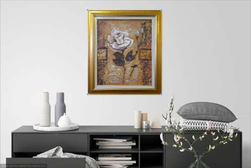 framed study of a rose floral oil painting
