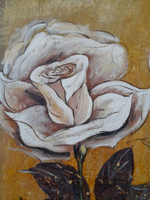 framed floral oil painting study of a rose